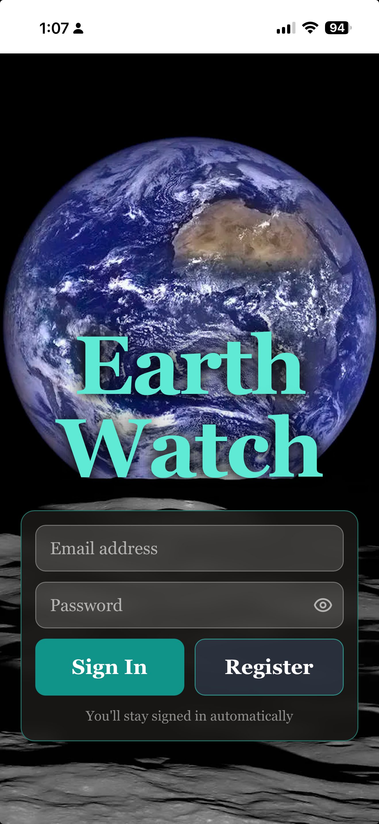 Earth Watch — Sign in