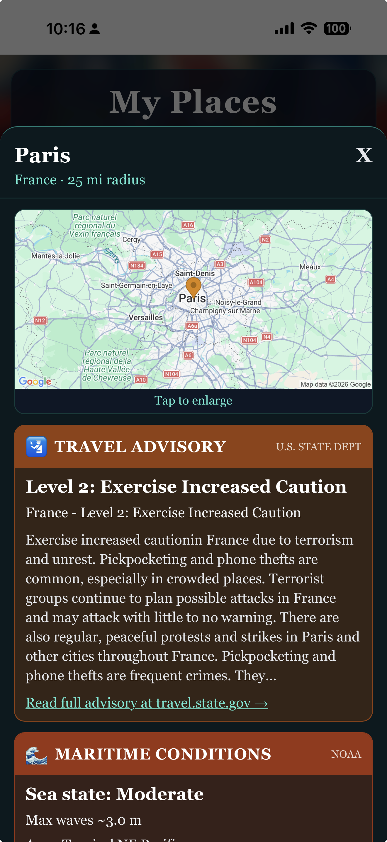 Travel Watch — My Places